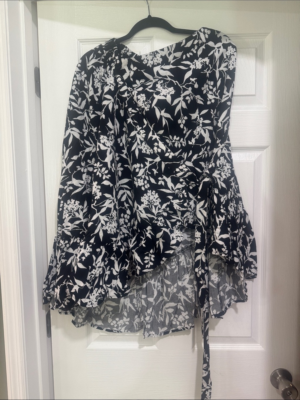 Cynthia Rowley Black and White Floral Midi Skirt